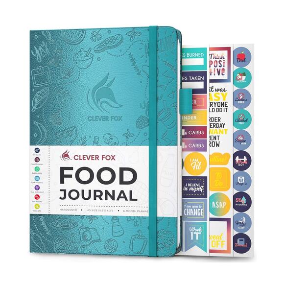 Clever Fox Food Journal - meal tracker, meal planner, diet diary in blue - Picture 1 of 10